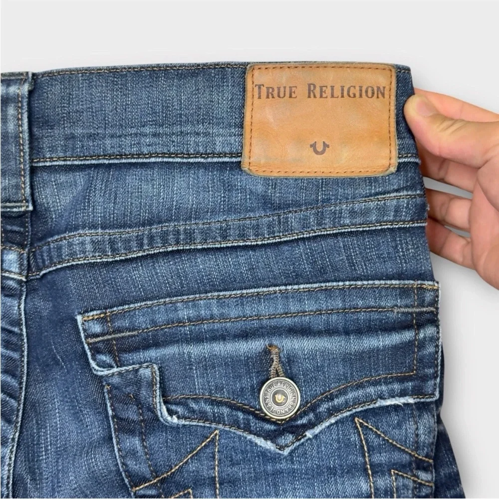 True Religion Billy Relaxed Bootcut Jeans Mens 34x33 Blue Western Skate Y2K Flap